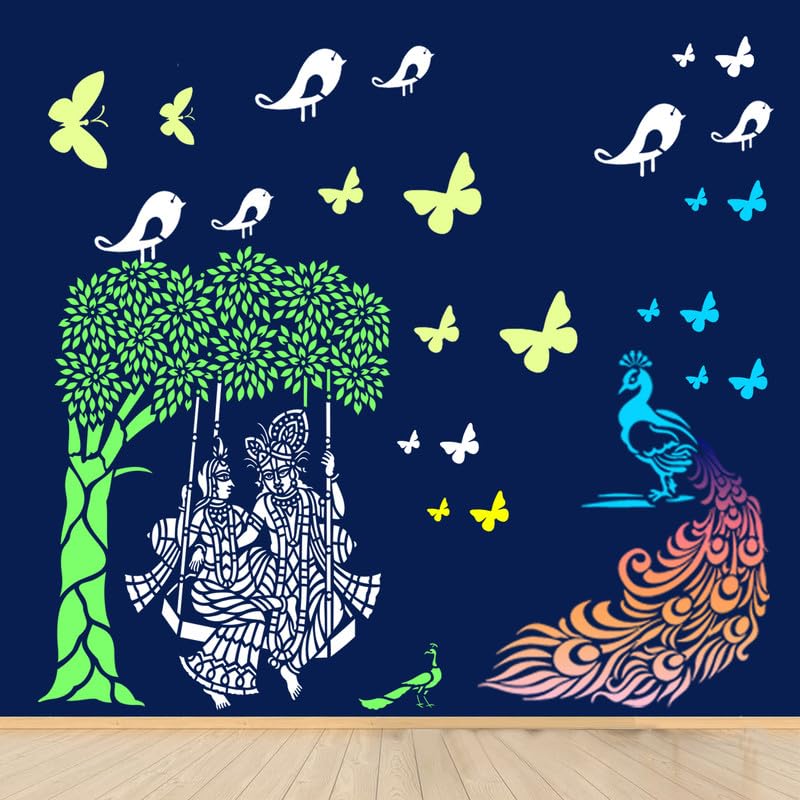 ARandNJ Combo Stencils For Wall Painting NATURE & DEVOTIONAL THEME-Radha Krishna Swinging (24X40)" Peacock Bird (16X24)" Butterflies With Sparrow (13X13)" DIY Design Ideal For Drawing Room (Pack of 4) (B0CK2F7VPB) Amazon Price History, Amazon Price Tracker