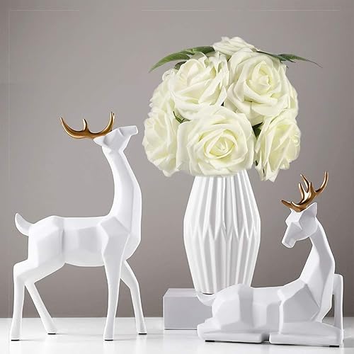 Miniatura 6 de Flores artificiales, 25 unidades, rosas falsas de aspecto real con tallos para ramos de boda, centros de mesa de baby shower, arreglos florales,