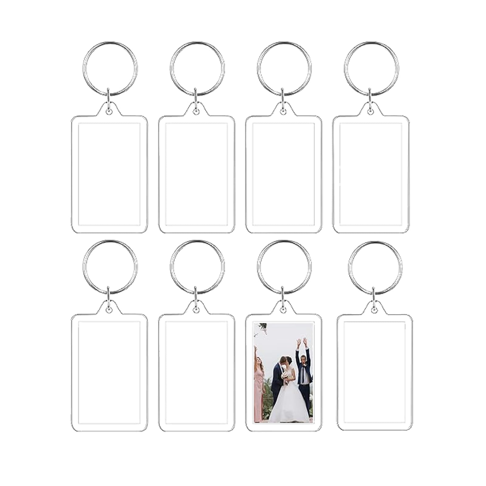 8pcs Photo Keyring,Blank Photo Keyrings Double Sided Blank Insert Keychain Acrylic Clear Photo Key Rings with Split Ring,Personalised Photo Key Fob,Small Picture Frames for Family,Friends,Gifts and Cr