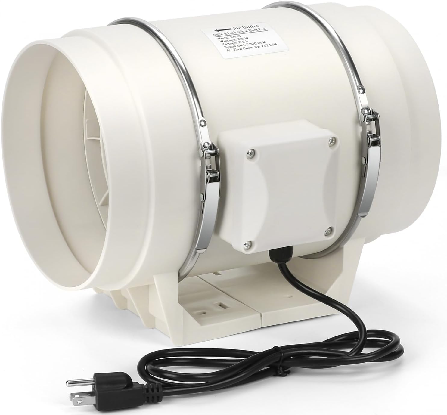 - 8 Inchs Inline Duct Fan Radon Fan 168W 740 CFM Ventilation Exhaust Blower Fans Efficient Quiet Copper Motor for Ducting Vents Bathroom Kitchen Grow Tents Hydroponics