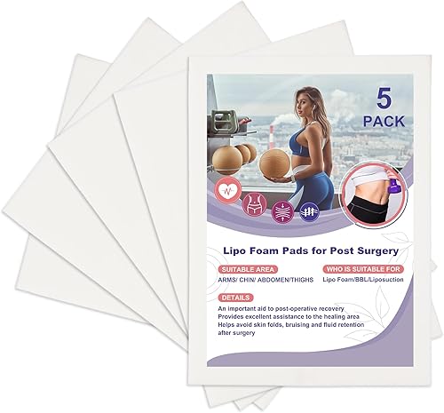 Paquete de 5 almohadillas de espuma Lipo, tablero de espuma de lipografía, aplanamiento abdominal, almohadilla suave para recuperación de