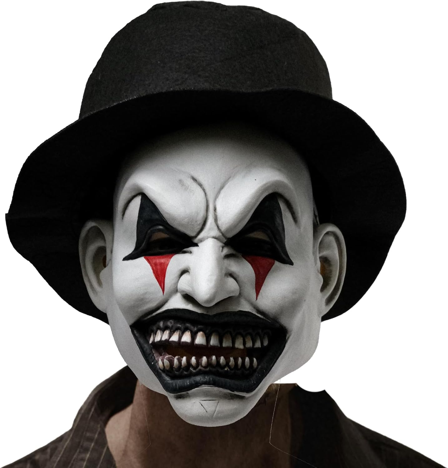 Smiling Evil Clown Mask Halloween Scary Mask, Latex Creepy Half Face Elastic Band Realistic Horror Ghost Devil Demon Cosplay Costume Mask Party Props