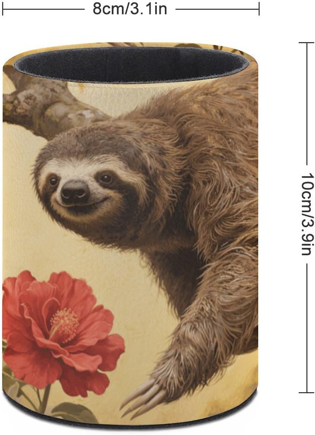 Round Sloth Flower Pen Holder for Desk Storage Remote Brush image 2