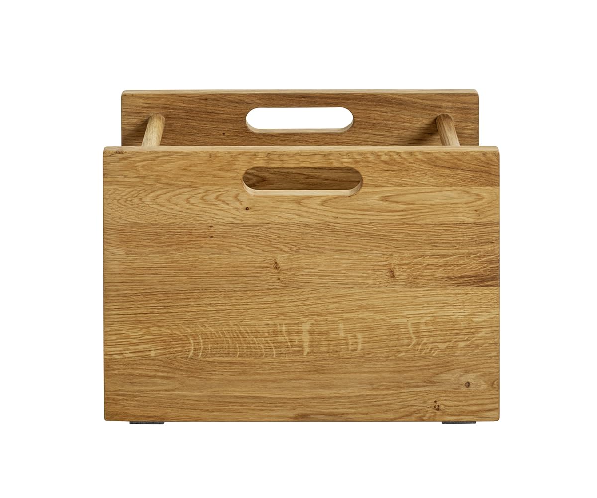 HAKU Zeitungsständer Zeitungsablage Holz Zeitschriftenkorb Eiche Massivholz - Maße: B 40 x H 30 x T 21 cm, Style: Traditional