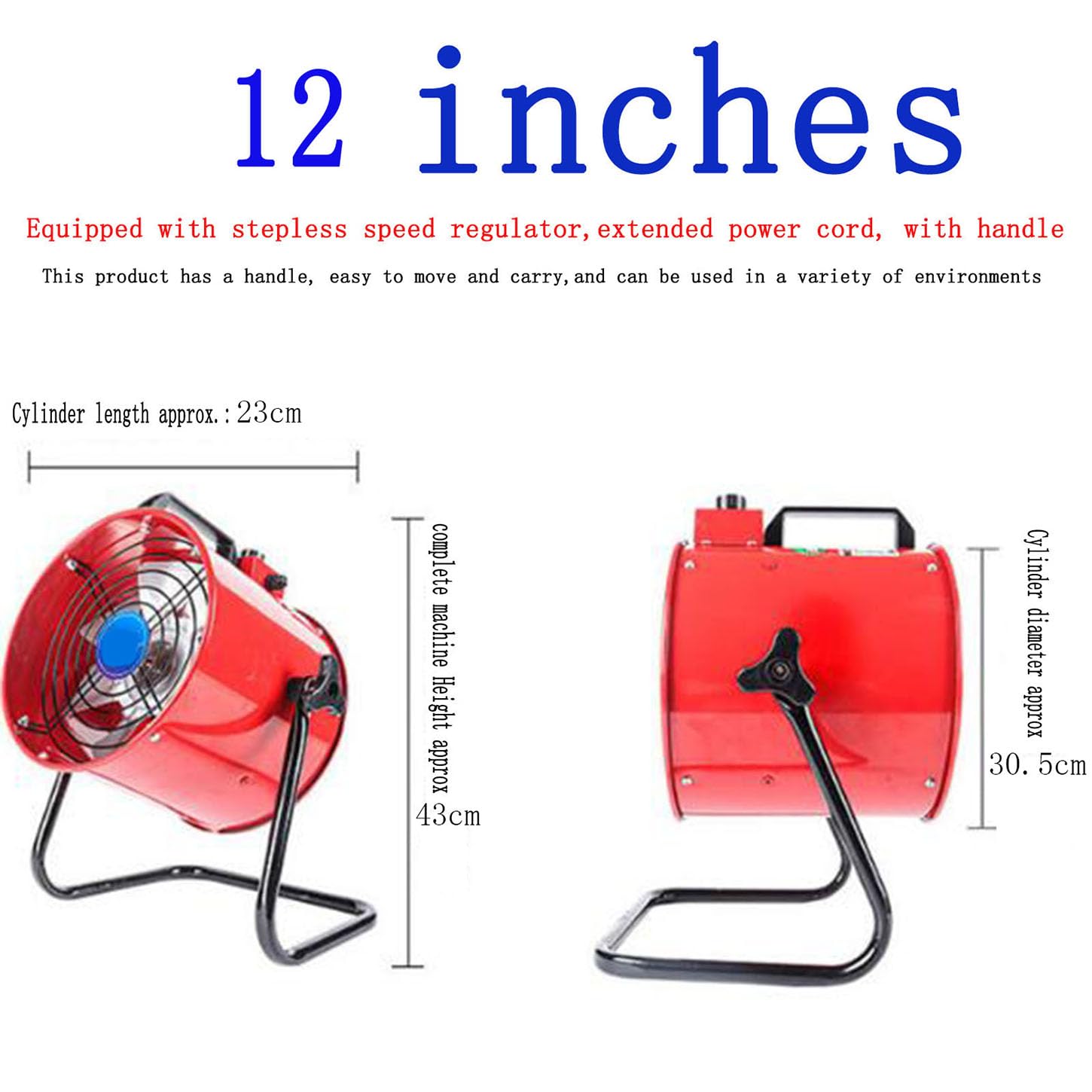 Ventola Aspirazione Flusso Assiale,Estrattore Aria Portatile,Regolazione Continua della velocità,Ventilatore Industriale 2800 Giri/Min,per Cucine,Ufficio Soffiatore di Scarico,12 Inches