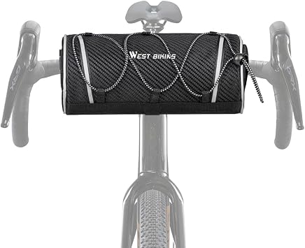 Bike Handlebar Bag 2L, Waterproof Oxford Front Bicycle Bag with Reflective Design, Detachable Shoulder Strap, Large Capacity Cycling Storage Pouch for MTB Road Touring