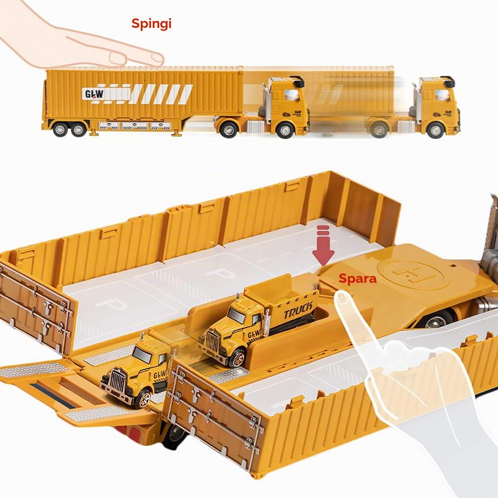 OR OR TU Camion da Cantiere Giocattolo per Bambini con Escavatore Costruzione Torre Gru Effetti di Musica Luce Camion Betoniera Veicoli da Cantiere Regalo di Compleanno per 3 4 5 6 7 8+ Anni
