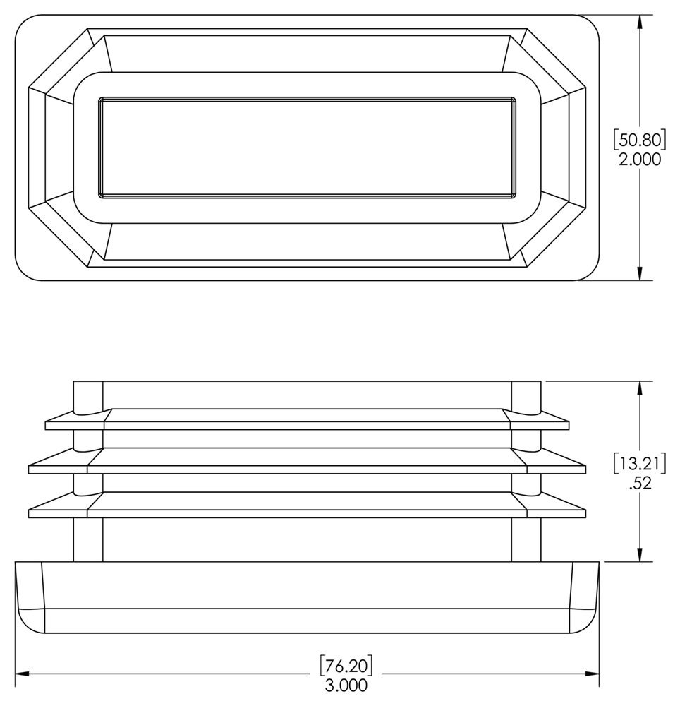 Caplugs 99395204 Plastic Plug for Rectangular Tubing. RER-2X3-6-8, PE-LD, Hole Width 2.000