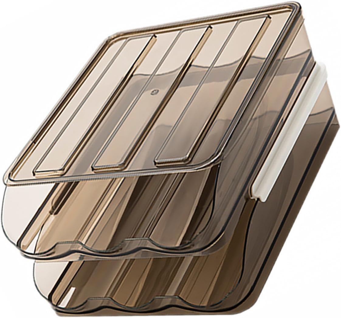 2-layer Egg Storage Box for Refrigerator Plastic Auto-scrolling Egg Holder Tray with 36-egg Capacity Multi-tier Kitchen Organizer for Fridge Storage