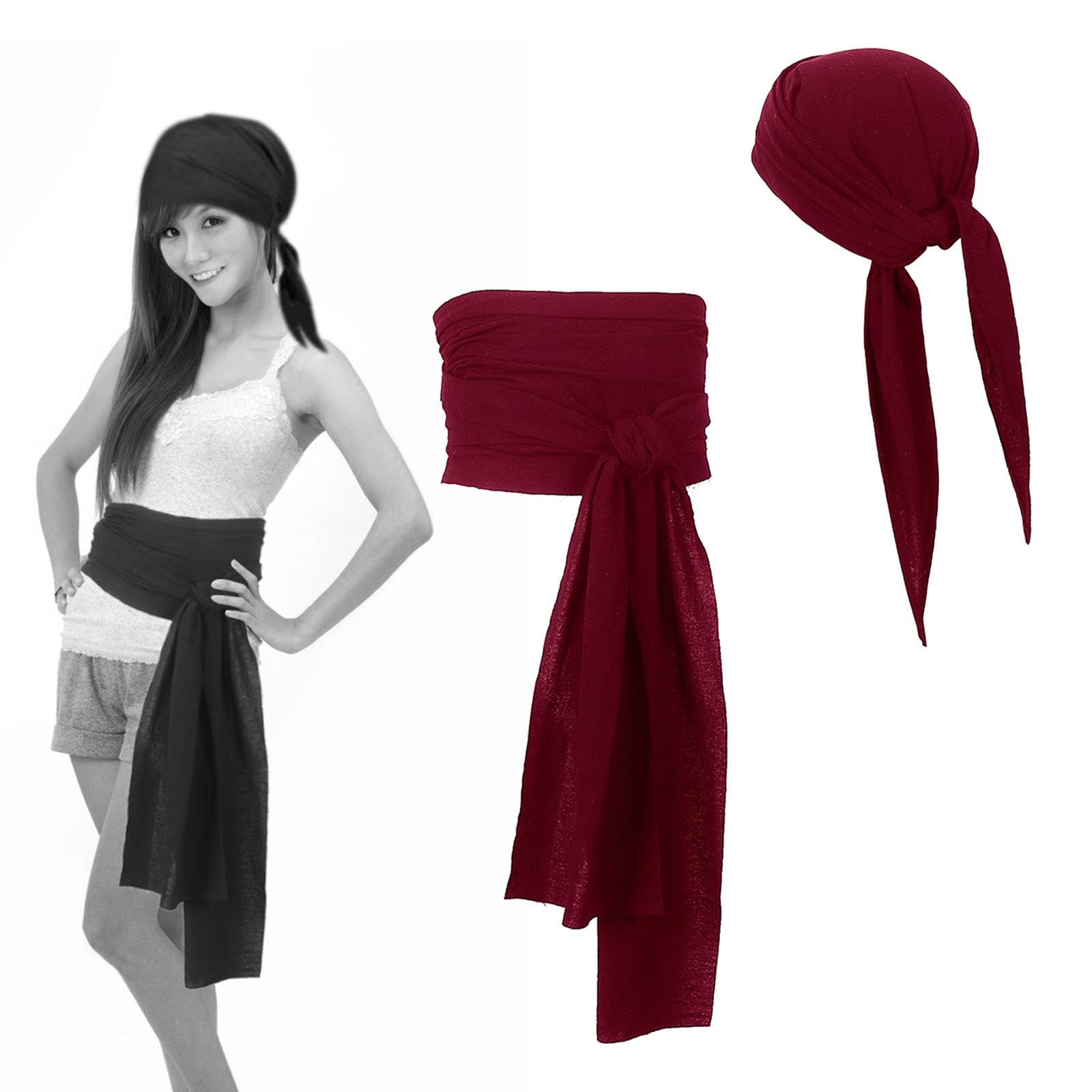 5 set di pirata sciarpa cappello accessori pirata cintura in vita pirata festa pirata fascia fascia rosso scuro