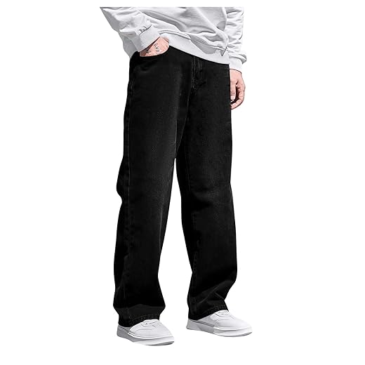 Verdusa Men's High Waist Loose Jeans Baggy Straight Leg Denim Pants Trousers
