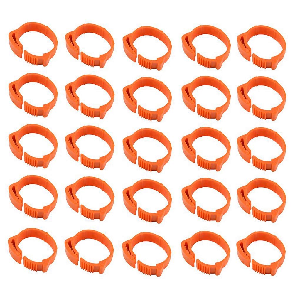 Anillos numerados for patas, anillos for de pájaros, 100 unidades/juego for pollo, gallina, paloma, banda for, aves corral, palomas, codornices, pollitos, pato, loro, con clip(Orange)