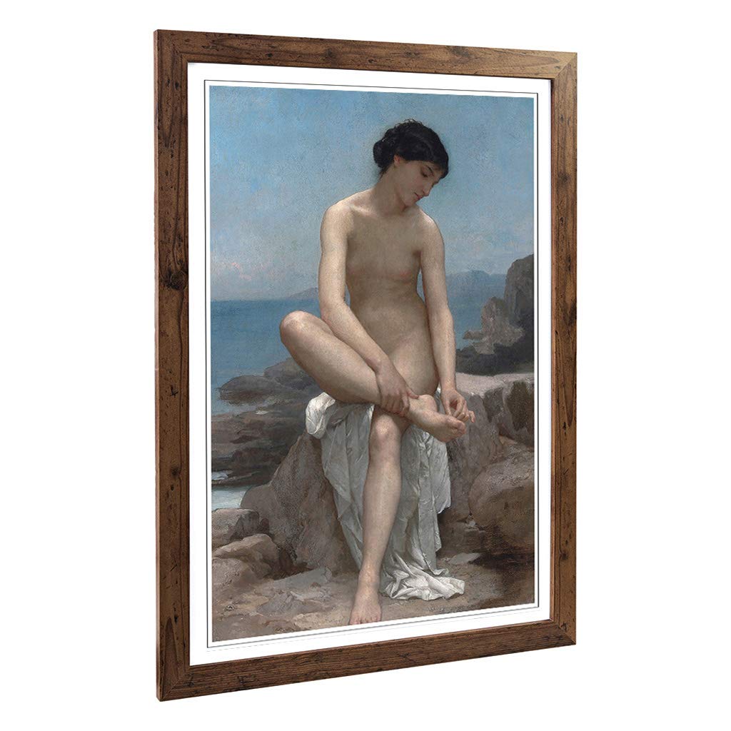 Big Box Art Framed Print of William Adolphe Bouguereau The Bather Design | Wall Art Picture | Home Decor for Kitchen, Living Room, Bedroom, Hallway, Walnut, A2 / 24.5x18 Inch / 62x45cm
