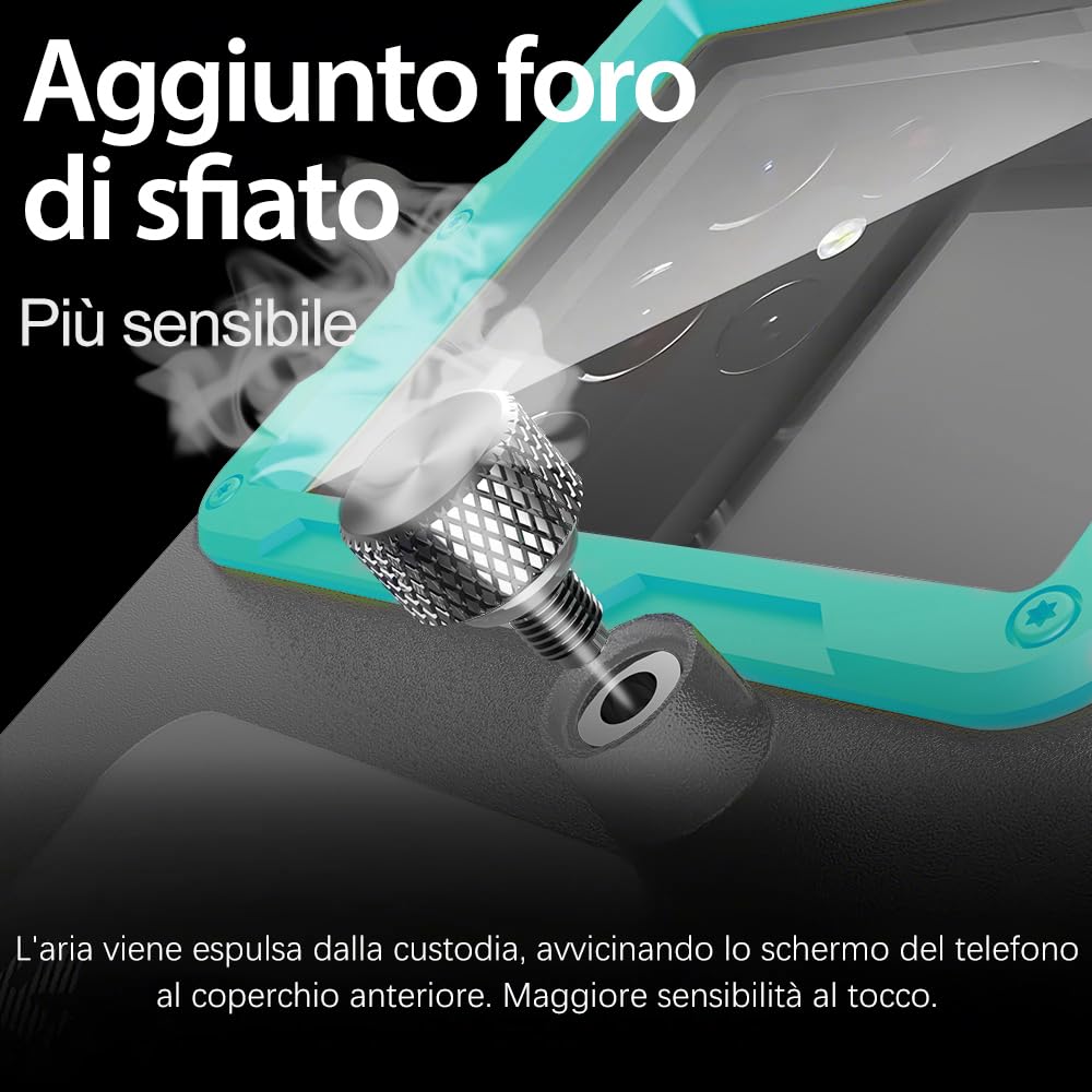 Custodia Impermeabile Subacquea Professionale IP68 15M - Compatibile con iPhone, Samsung, Huawei, Xiaomi - Fino a 6,9 Pollici - Per Immersioni, Snorkeling, Surf e Nuoto (nero/blu-verde)