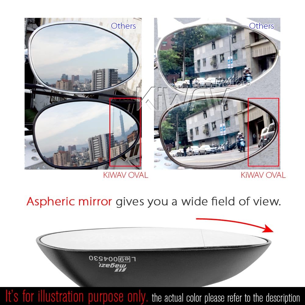 Amazon | KiWAV バイクミラー オーバル 黒 アルミ製 スロット付き柄