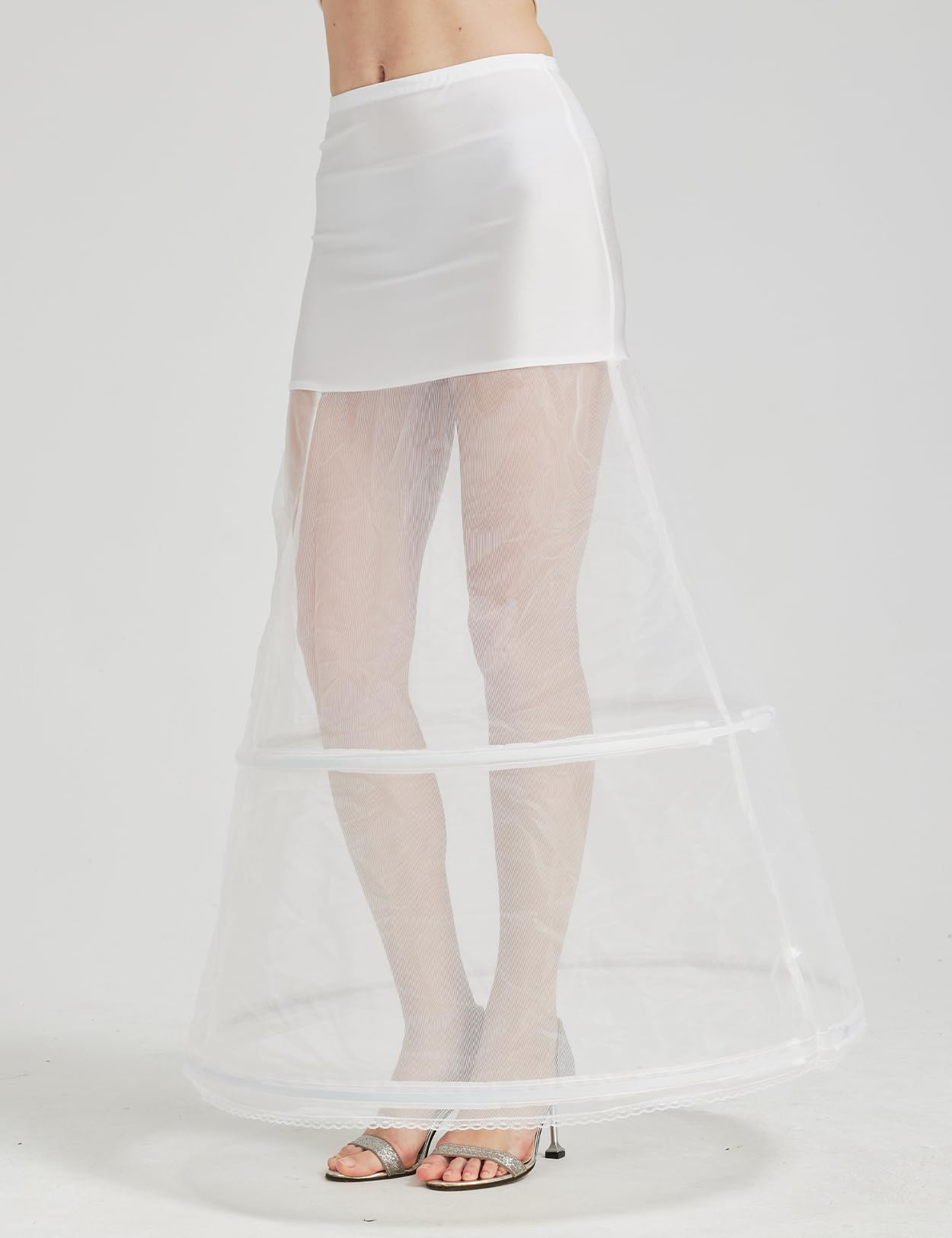 Jupon Crinoline Long de Femme pour Robe de Mariage Mariée Soirée Cérémonie Jupe Tulle Rockabilly Blanc Noir 1 Cerceaux