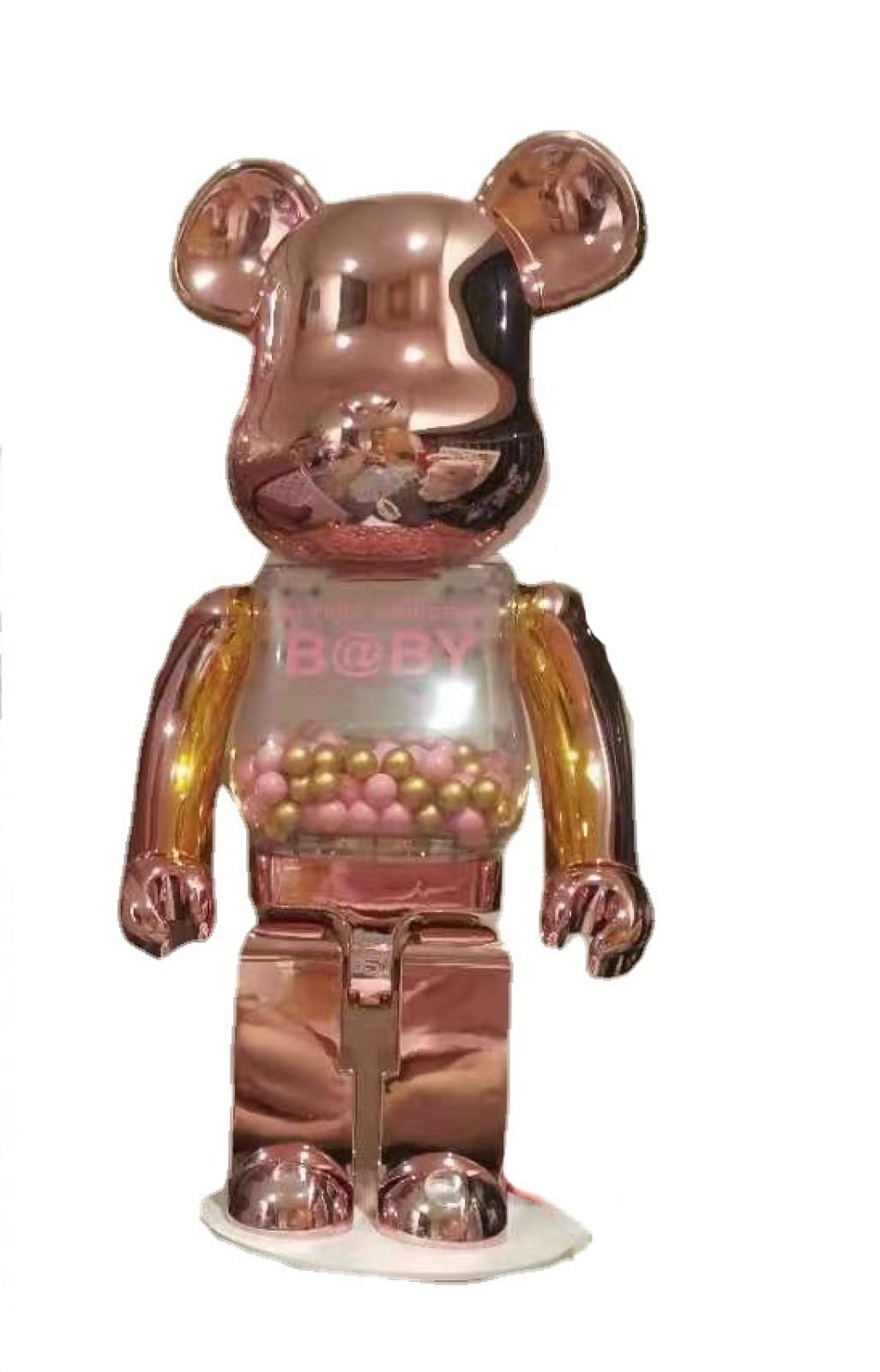 IPKIKIFashion Bearbrick, 400% Electroplating Powder Gold Violent Bear Building Blocks, Handmade Collectible Toy Gift Fashion Sculpture