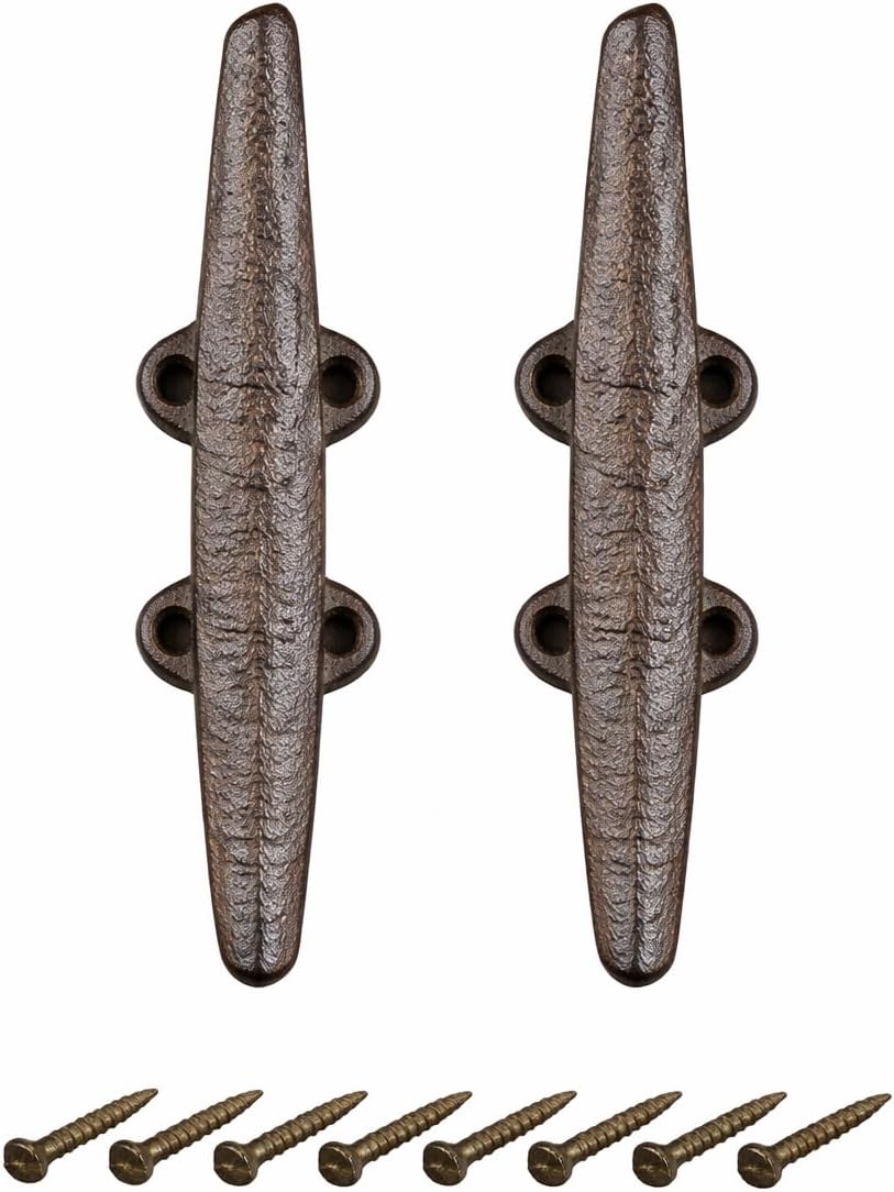 Midwest Craft House Cast Iron 2 Cleat Nautical Wall Hooks 5 1/2" Drawer Pulls Rustic Brown