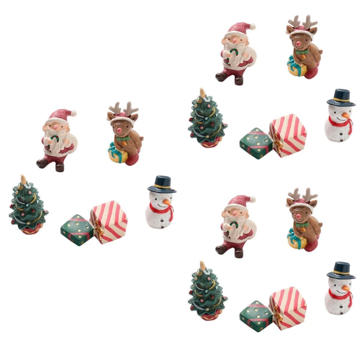 BESPORTBLE 15 Pezzi Statuine Natalizie in Resina, Mini Famiglia Cartone per | Piccoli Addobbi Natalizi, Set Micro Decorativo, per Amici e Compagni, Natale e Scrivania