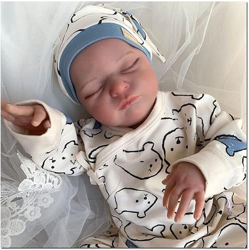 RXDOLL Muñeca de bebé recién nacido de piel suave de 20 pulgadas, muñeca realista de bebé recién nacido, cuerpo de tela, muñeca de bebé para dormir,