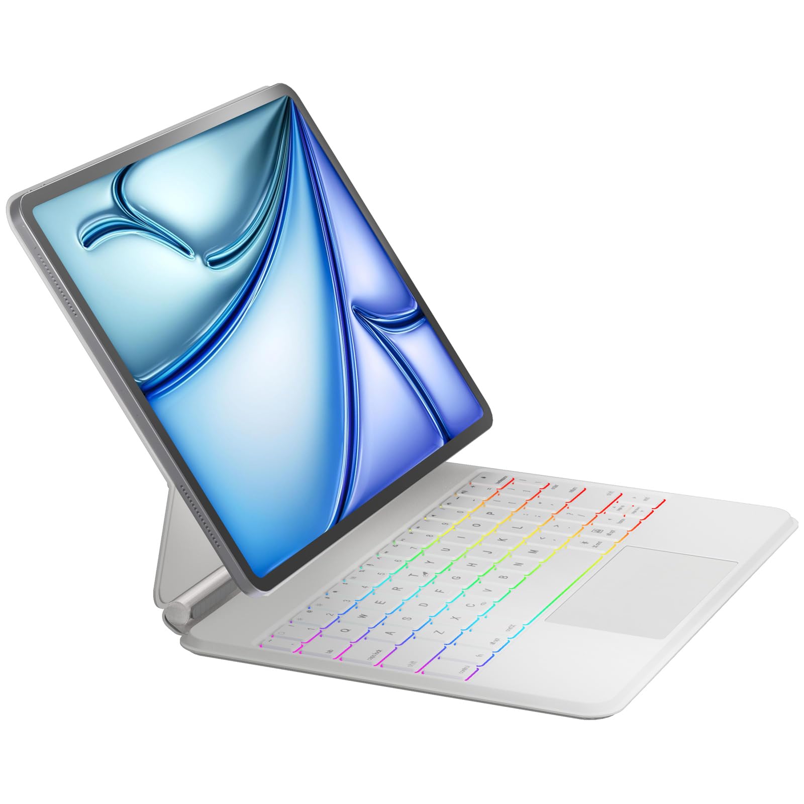 NOKBABO for iPad Air 11 inch case with Keyboard 2024 (M2), Magic-Stand, 7-Color Backlit, Magic Keyboard for iPad Pro 11 (4th/3rd/2nd/1st) & iPad Air 10.9 inch 6th/5th/4th - White