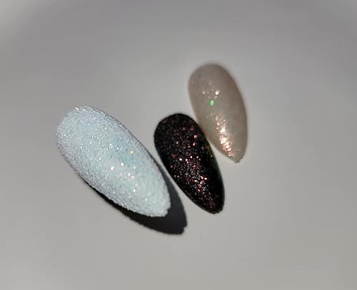 Miniatura 8 de 0.35 oz 0.008 in brillante blanco arco iris brillo uñas brillo holográfico azúcar brillo uñas brillo caramelo capa polvo efecto de recubrimiento de