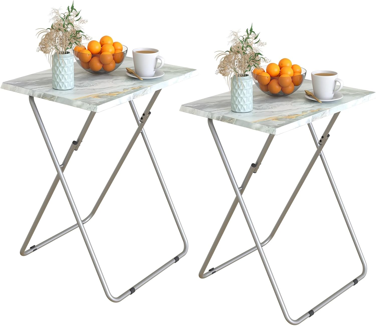 Folding TV Tray Table Set of 2,Dinner Snack Trays Table for Eating on Couch,Portable Metal Dinner Table for Small Sofa Bedside Tables with Light Weight, 15 x 18.9 x 26 in(Smoky Grey,2PCS) Smoky Grey 2pcs