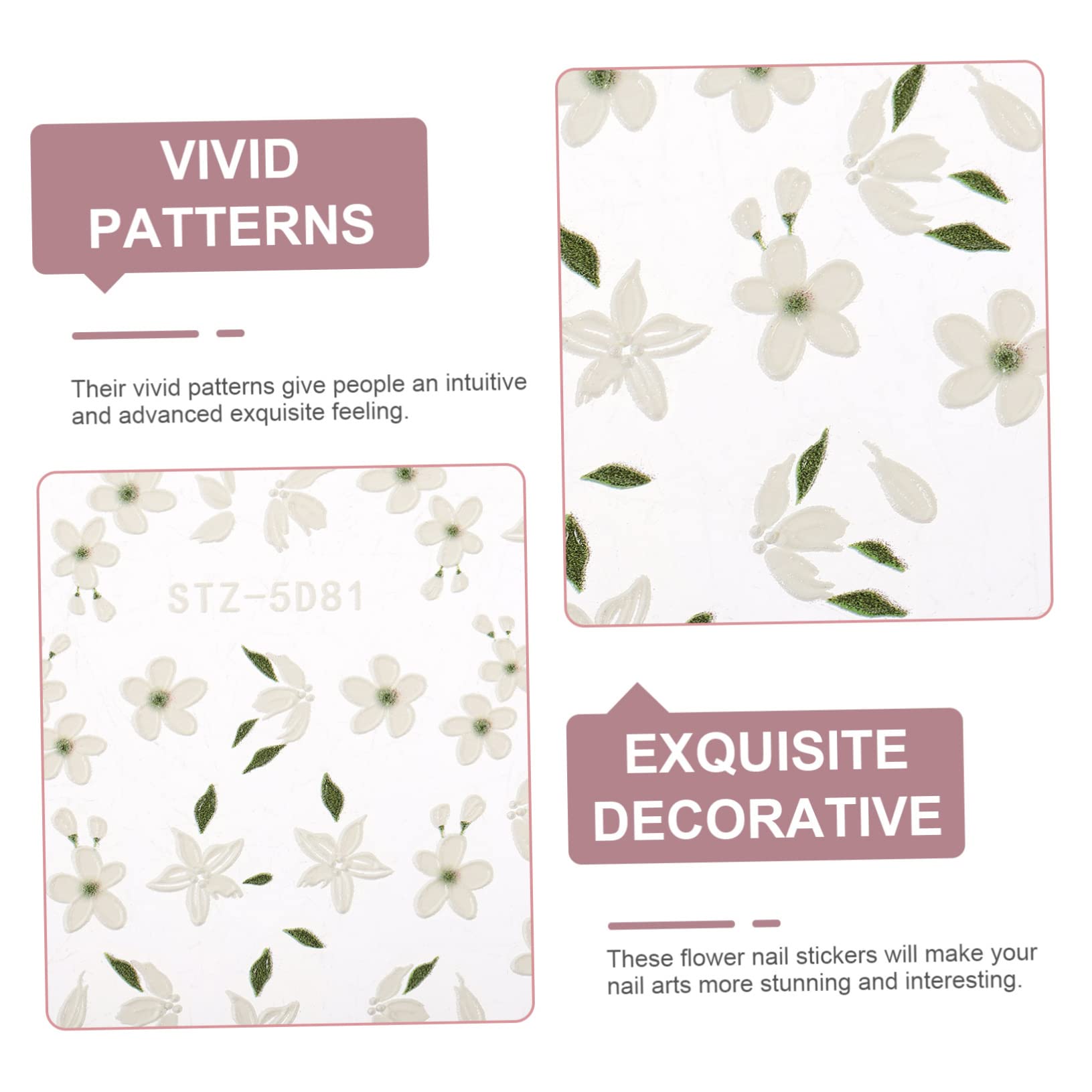 12fogli Adesivi Per Unghie Embossed Flower Per Nail Art Decorazioni Unghie Autoadesive e