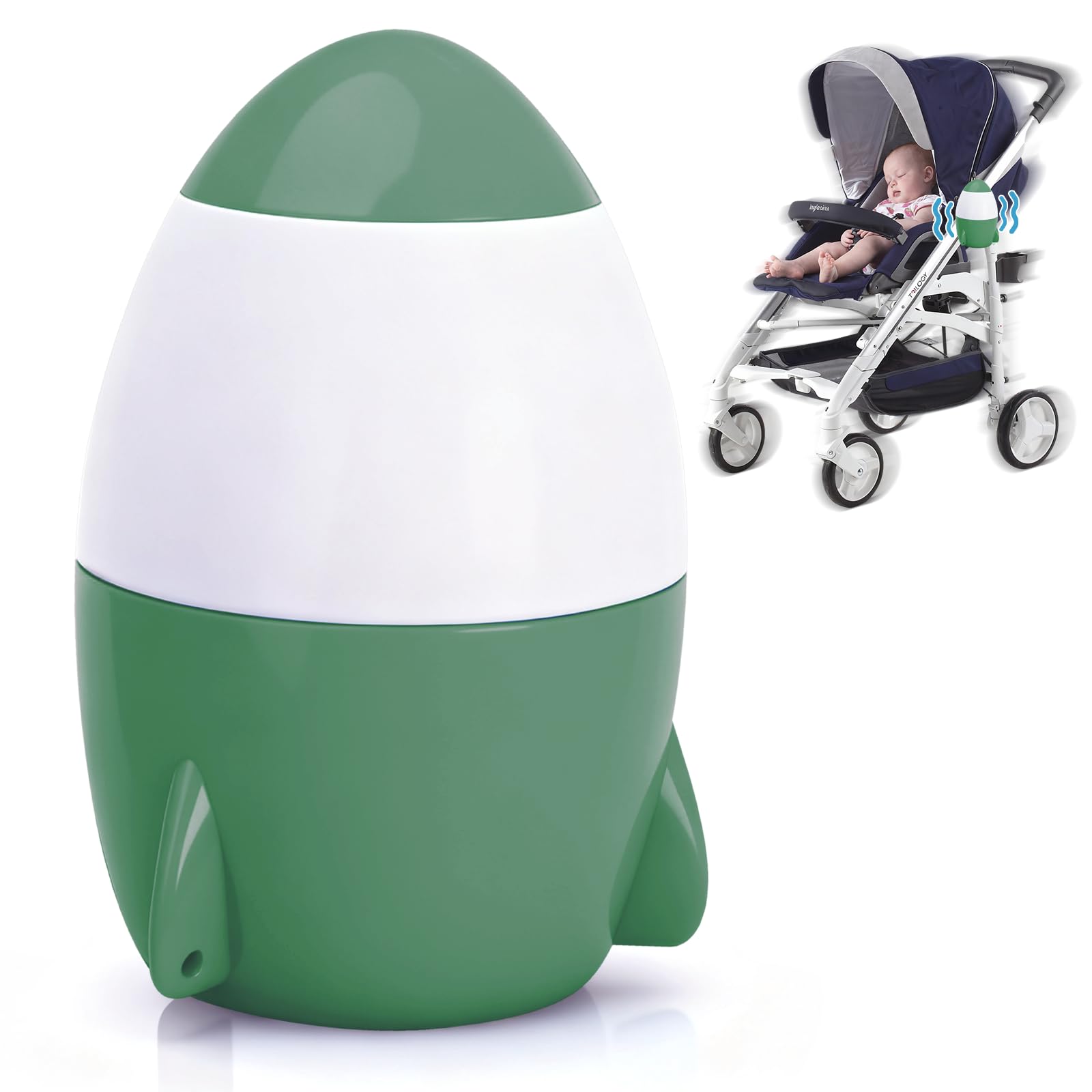 TUWEIPAIKE Hands-Free Rocker with 5-Speed Settings and 40-Minute Timer, Baby Stroller Vibrating Soothing Device Gently Rocks Any Stroller or Pram, Essential Gifts for Newborns (Green)