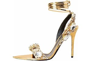Women's Gold Strappy Stiletto Heels: A Symphony of Glamour