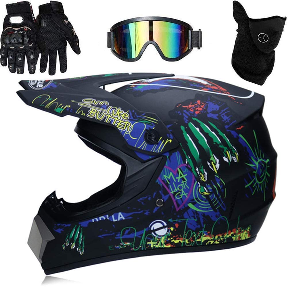 CANIAN Casco De Motocross Completo para Bicicleta De Montaña, Casco De Bicicleta De Downhill, Casco De Cross con Gafas, Máscara De ABS Y EPS para Mayor Seguridad. (C,M)