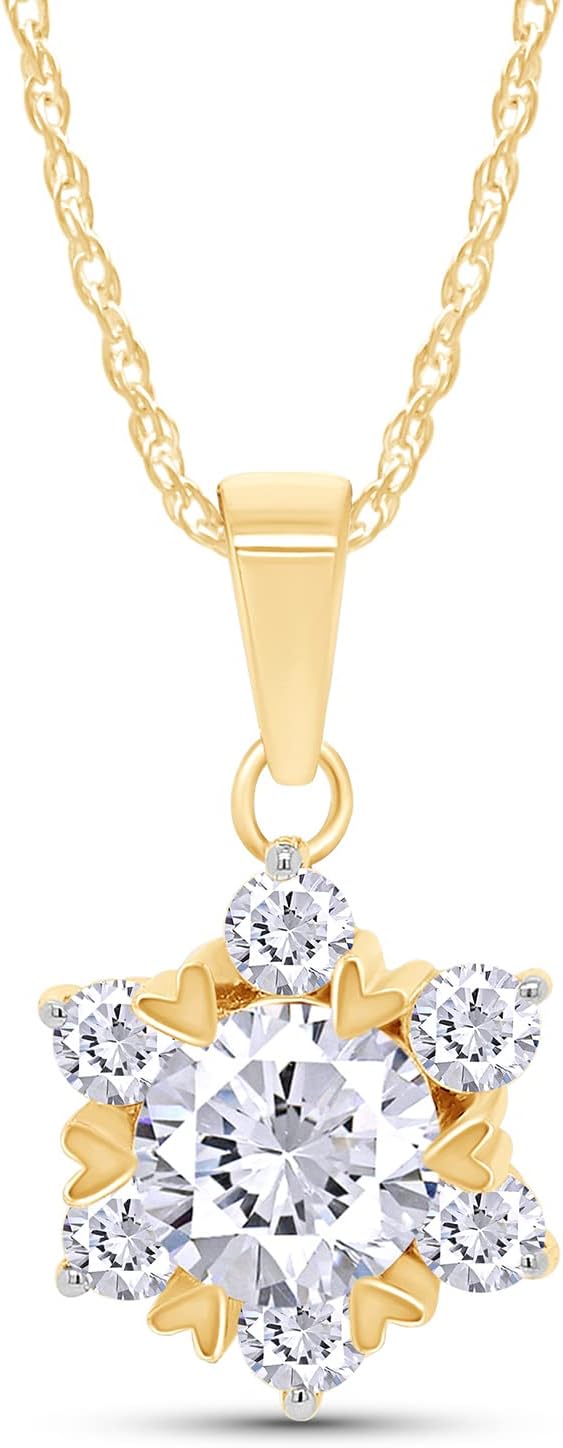 SAVEARTH DIAMONDS 1.40CT Moissanite Necklaces for Women 925 Sterling Silver Necklace with Moissanite Diamond 18K Plated Snowflake Pendant Dainty Jewelry for Women Men Mom