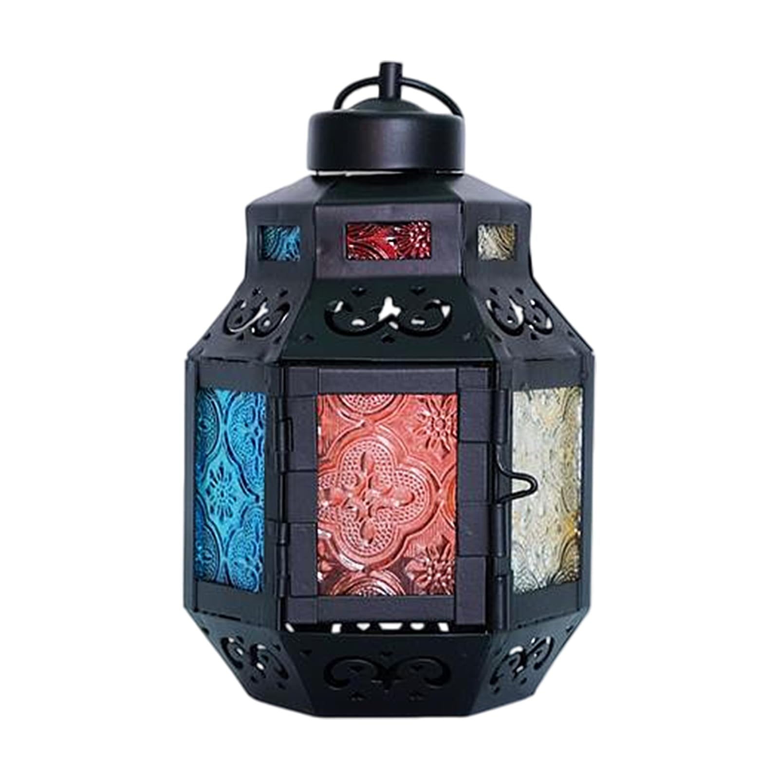 our fave Decorative Windproof Hexagonal Lamp with Multiple Colored Glass and Metal Frame Strong Outdoor Owner