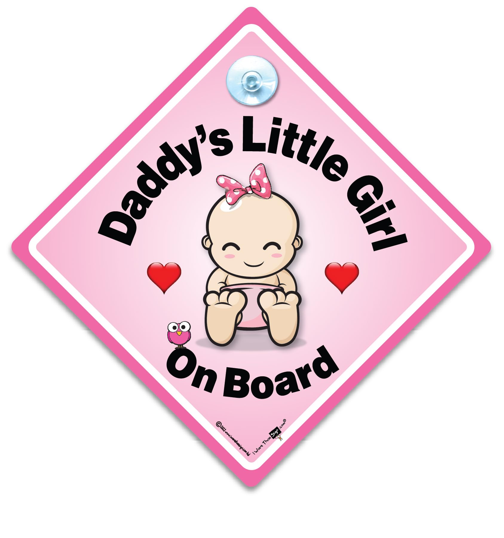 Daddy's Little Girl Baby on Board Car Sign, Pink, 14cm x 14cm, Sucker Window Attachment Included