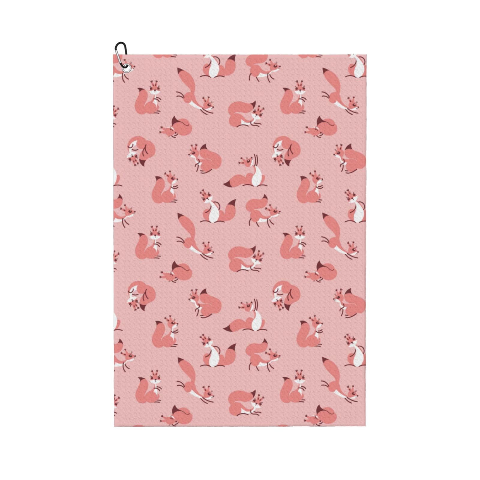 AOOEDM Fox Print Golf Towel with Carabiner Clip Absorbent Microfiber Golf Towel for Cleaning Golf Ball Club Putter Iron for Golf Bag Trolly Belt Loop 16" X 24"