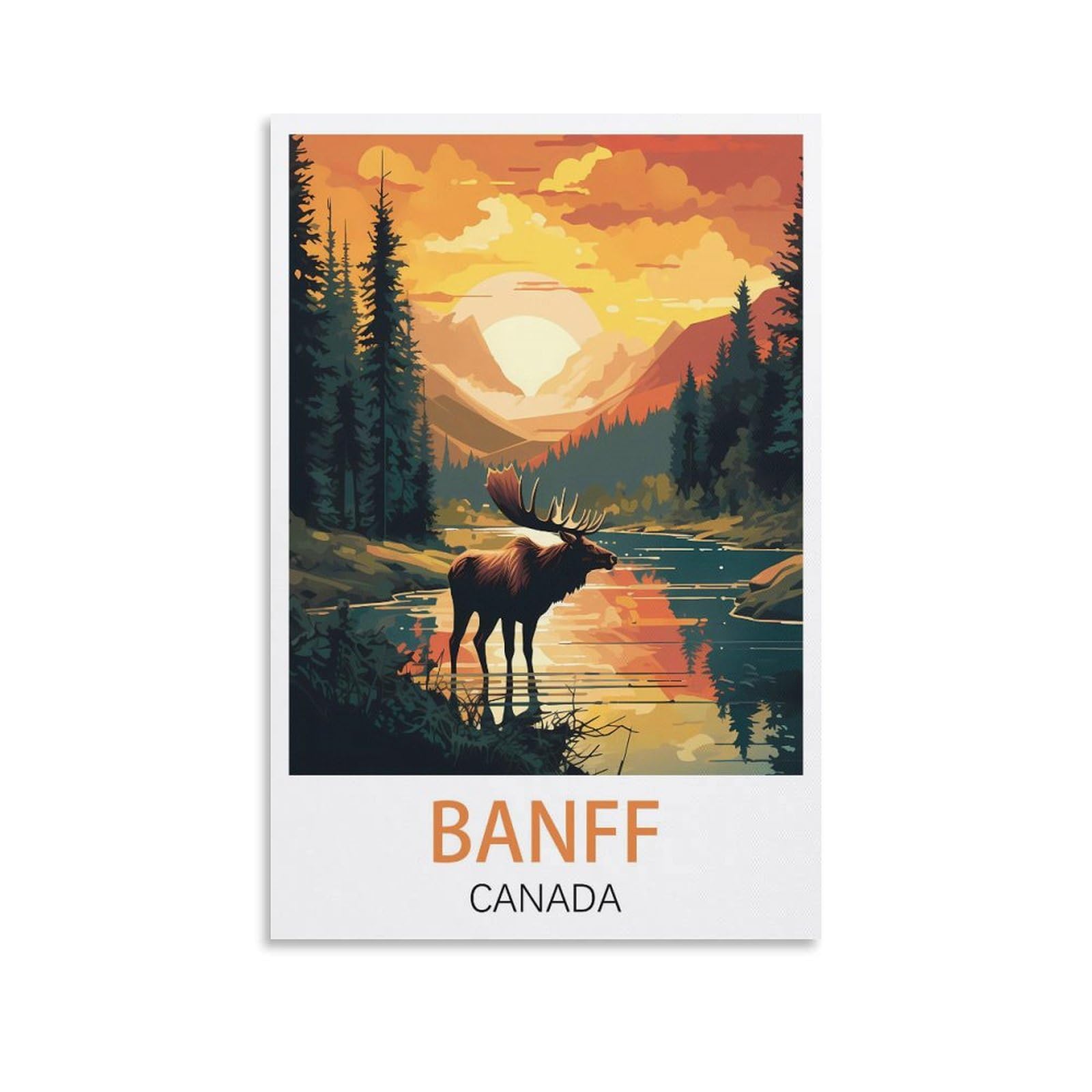 HXHNFERR Banff Canada Vintage Travel Poster 12x18inch(30x45cm) Canvas Wall Posters And Art Pictures Prints Paintings Bedroom Decor