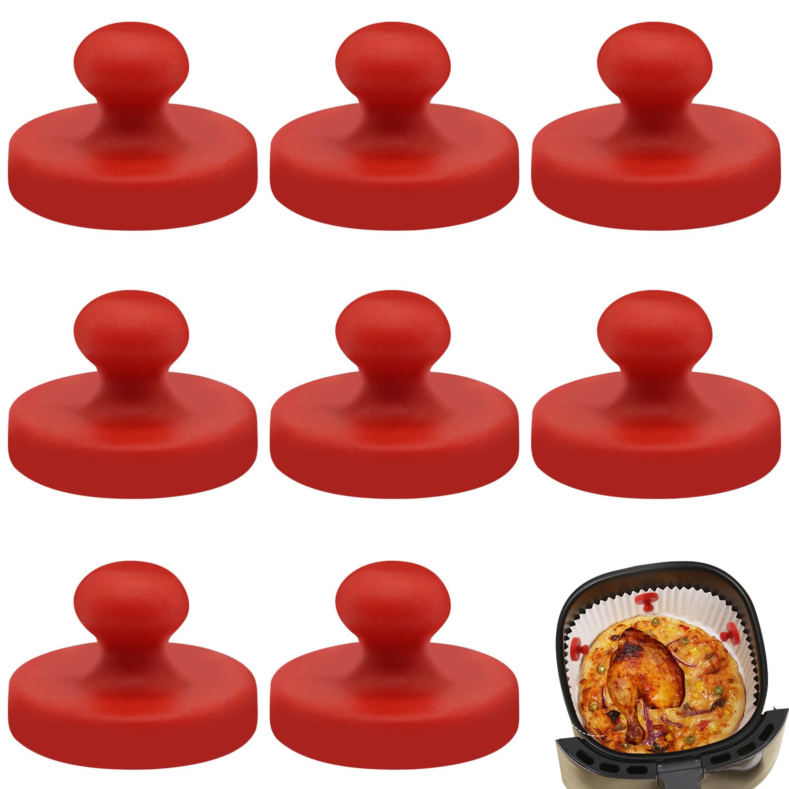 8Pcs Air Fryer Baking Paper Magnets, Air Fryer Magnets for Parchment Paper, Kitchen Accessories Items Food-Grade Safe Materials Safe & Reliable Securely Fixed