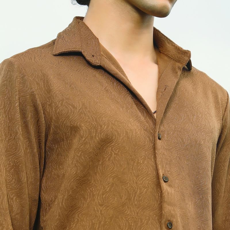 Image of CAHOOT Men's Shirt for Casual Wear | Spread Collar | Long Cuffed Sleeves | Button Closure | Shirt Crafted with Comfort Fit for Everyday Wear