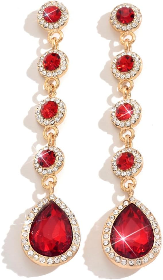Kercisbeauty Sparkle Rhinestones Long Earrings for Women Jewelry image 5