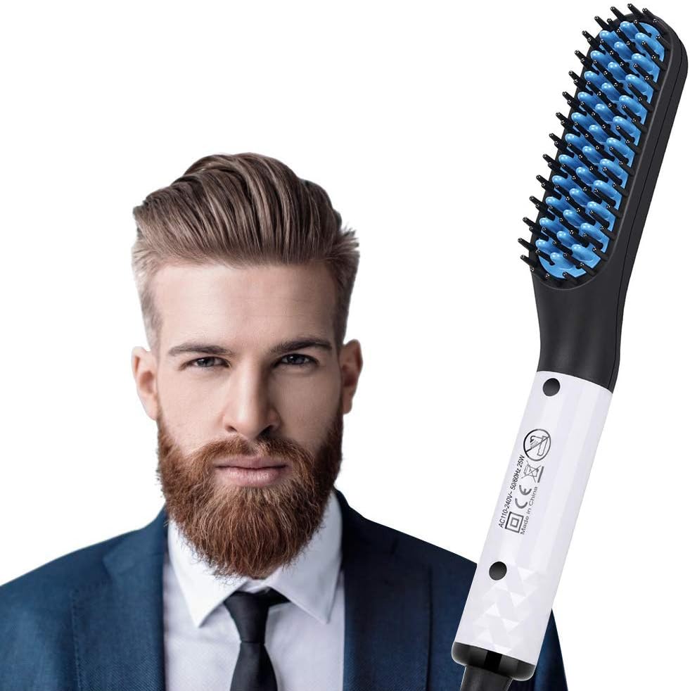 Beard/Hair Straightener Brush for Men, isightguard Electric Hot Comb,Beard Flat Iron,Fast Shaping for Beard Grooming and Hair Styling for Men