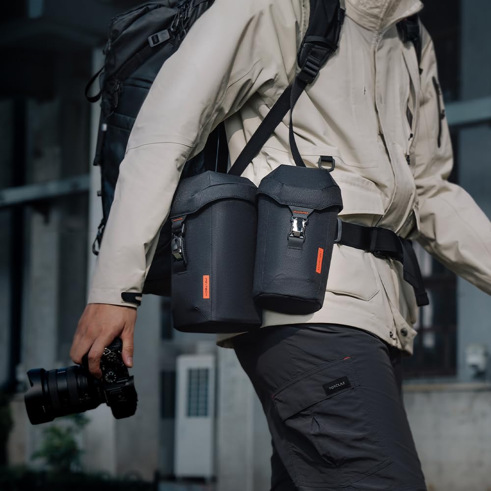 PGYTECH objektivtasche, kameraobjektiv, kameraaufbewahrung, schutz, einhandbedienung, objektivtasche, spritzwassergeschützt, magnetschnalle, schicht, Schwarz , Mサイズ, Kamera-Objektivtasche