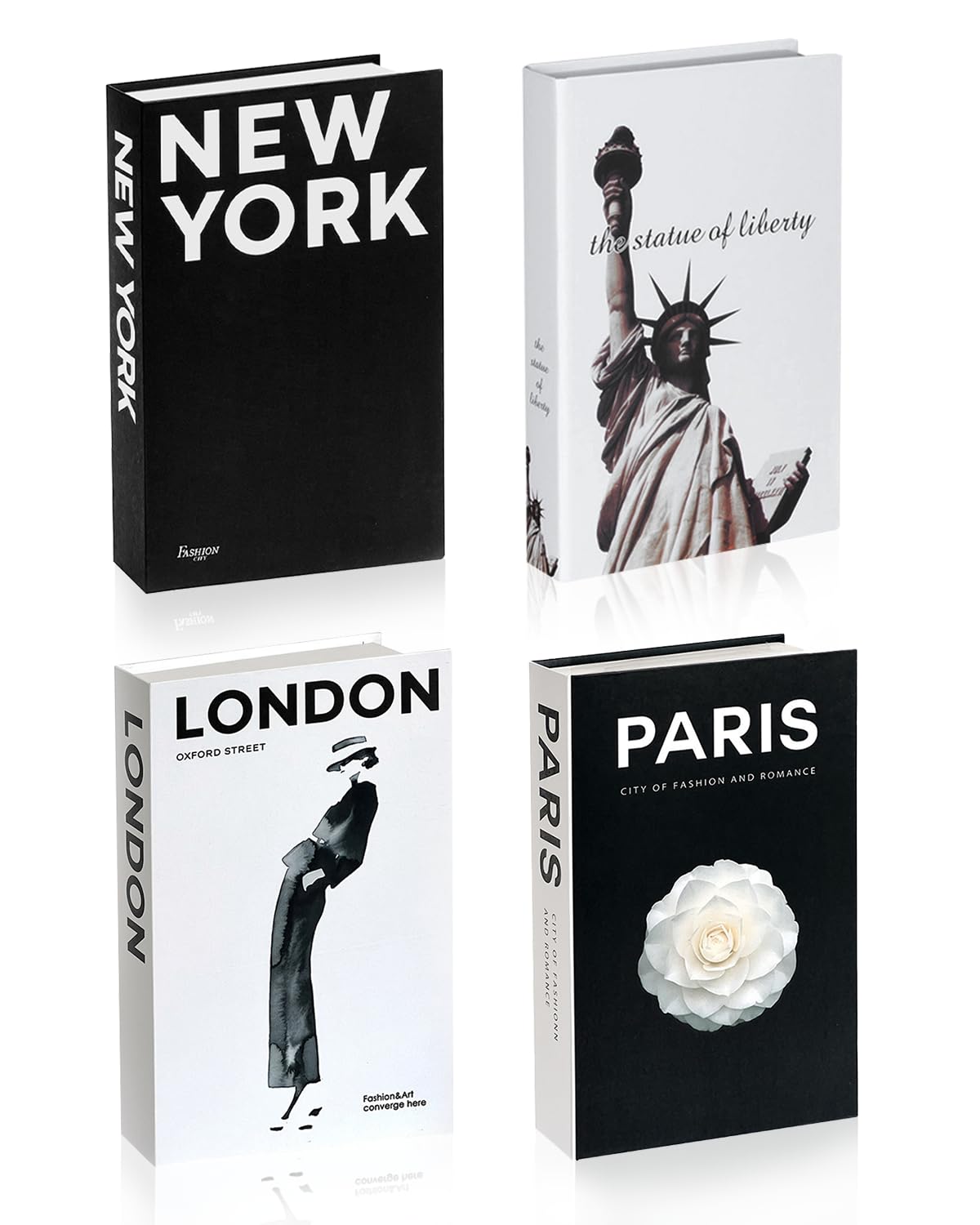 4Pcs Libros Decorativos, Libros de Decoración de Interiores, Moderno Libros Decorativos Falsos para Estanteria, Decorative Books