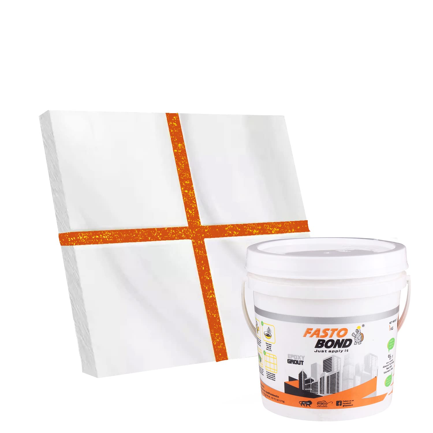 Fastobond Epoxy Grout - 1 Kg-3 Kg & 5 Kg - GOLDAN_ GLITTER-SPARKLE Colors Tile Grout_Fastobond | 3 Components only | Premixed Glitter for Uniform Finish (3 KG, ORANGE GOLDEN)