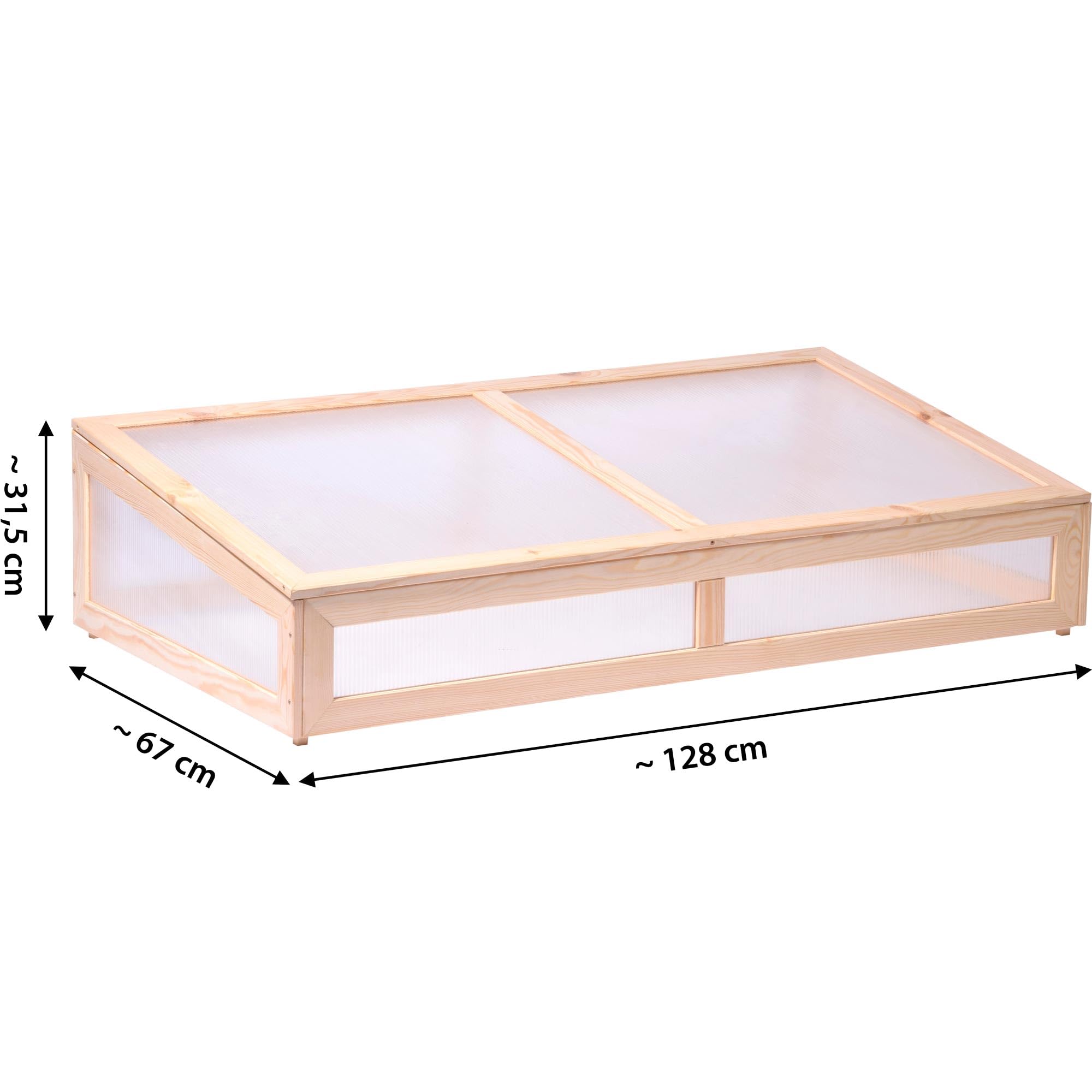dobar® 58402FSC Frühbeet-Aufsatz | Anzucht Aufsatz für Hochbeete oder Gartenboden | Anzuchtkasten Massivholz | Frühbeet-Kasten für Gemüse/Salate/Beeren | Gewächshaus | 128 x 67 x 31,5 cm | Natur
