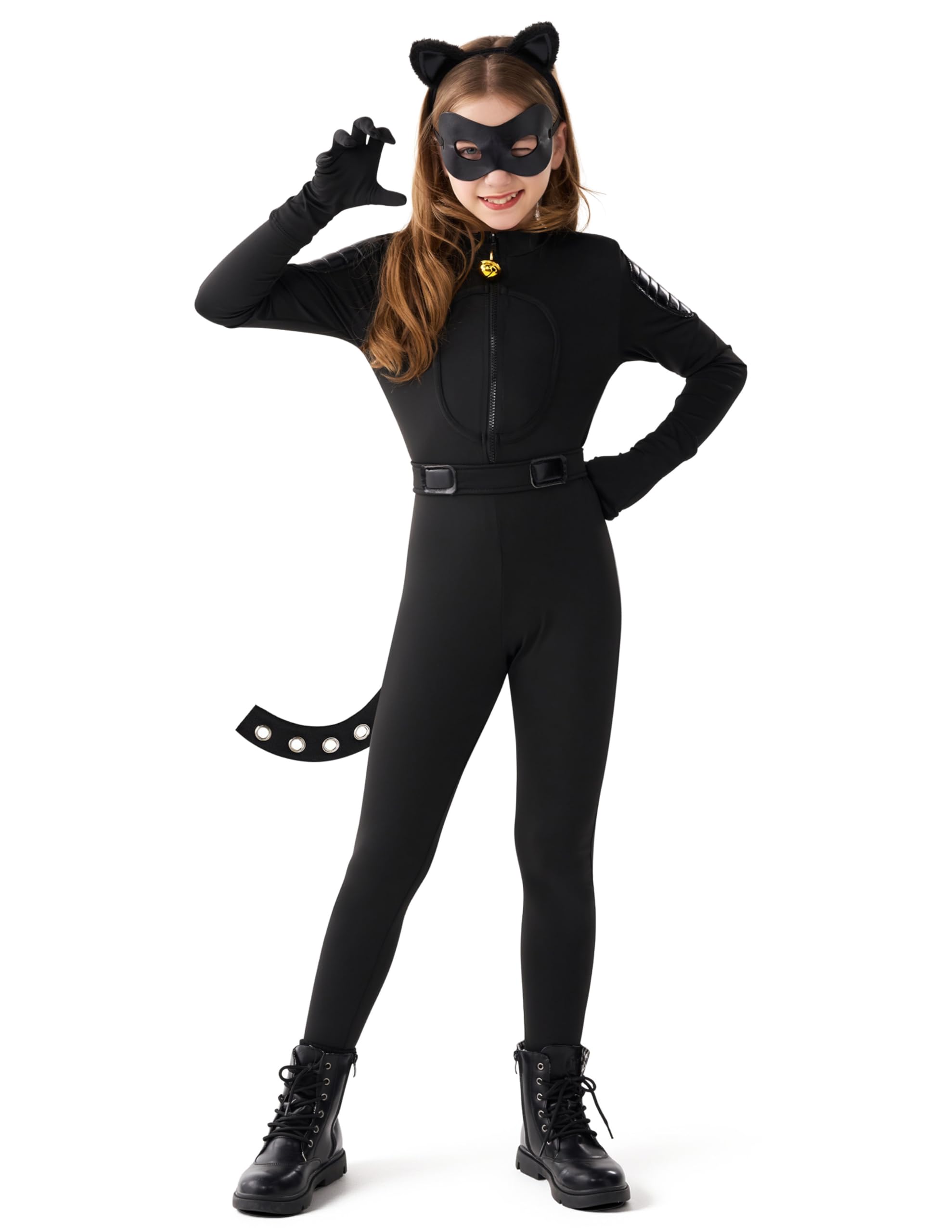 Spooktacular Creations Black Cat Costume for Girls, Kids Mystic Feline Outfit, Girl Sable Cat Halloween Apparel for Cosplay Party Role Play(Small(5-7 yrs))