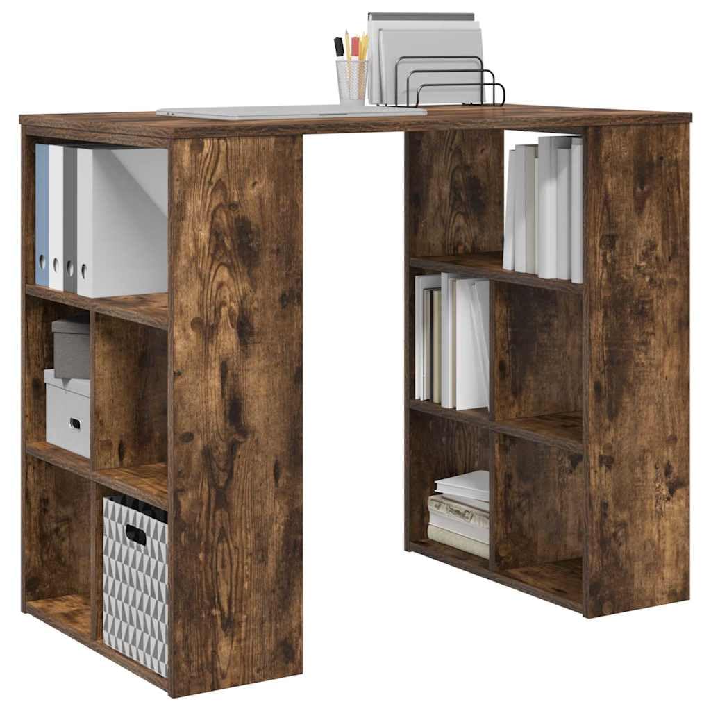 Scrivania affumicatura 90 x 50 x 75 cm, materiale in legno, con ripiano integrato, moderno tavolo per computer per ufficio domestico, versatile