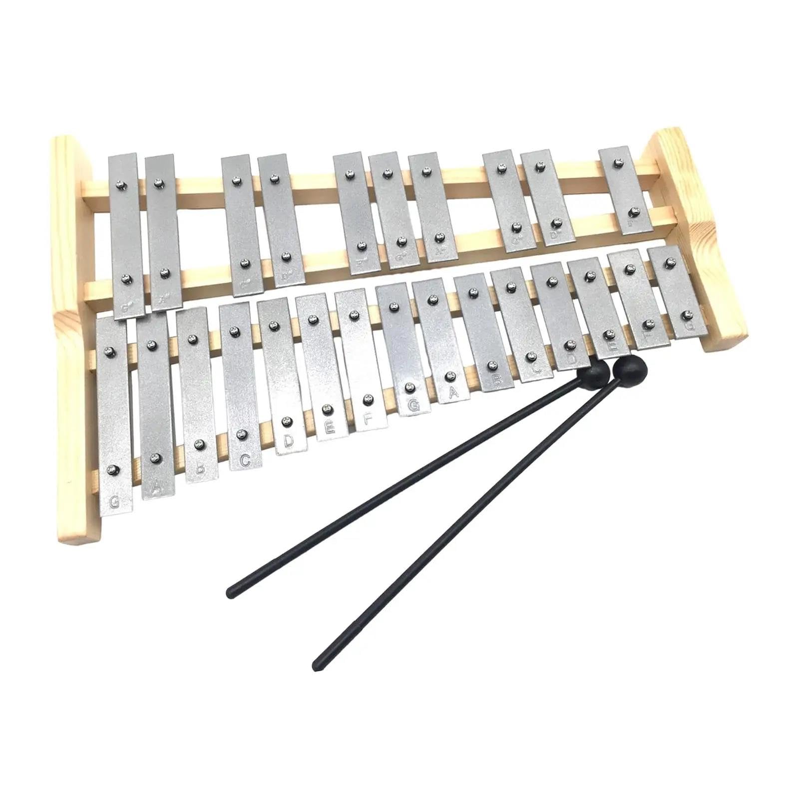 Xilófono compacto con marco de madera, instrumento de percusión Glockenspiel de 25 notas para principiantes Kit De Glockenspiel Profesional