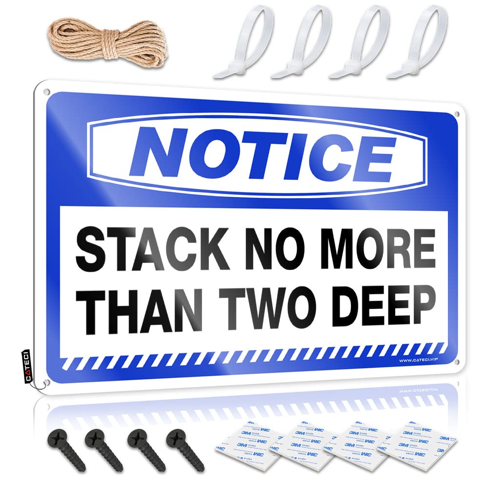 Mwfkkaddb One Color Funny Poster Sign Notice Stack No More Than Two Deep Tin Sign Little Man Cave Sign Metal Man Cave Sign