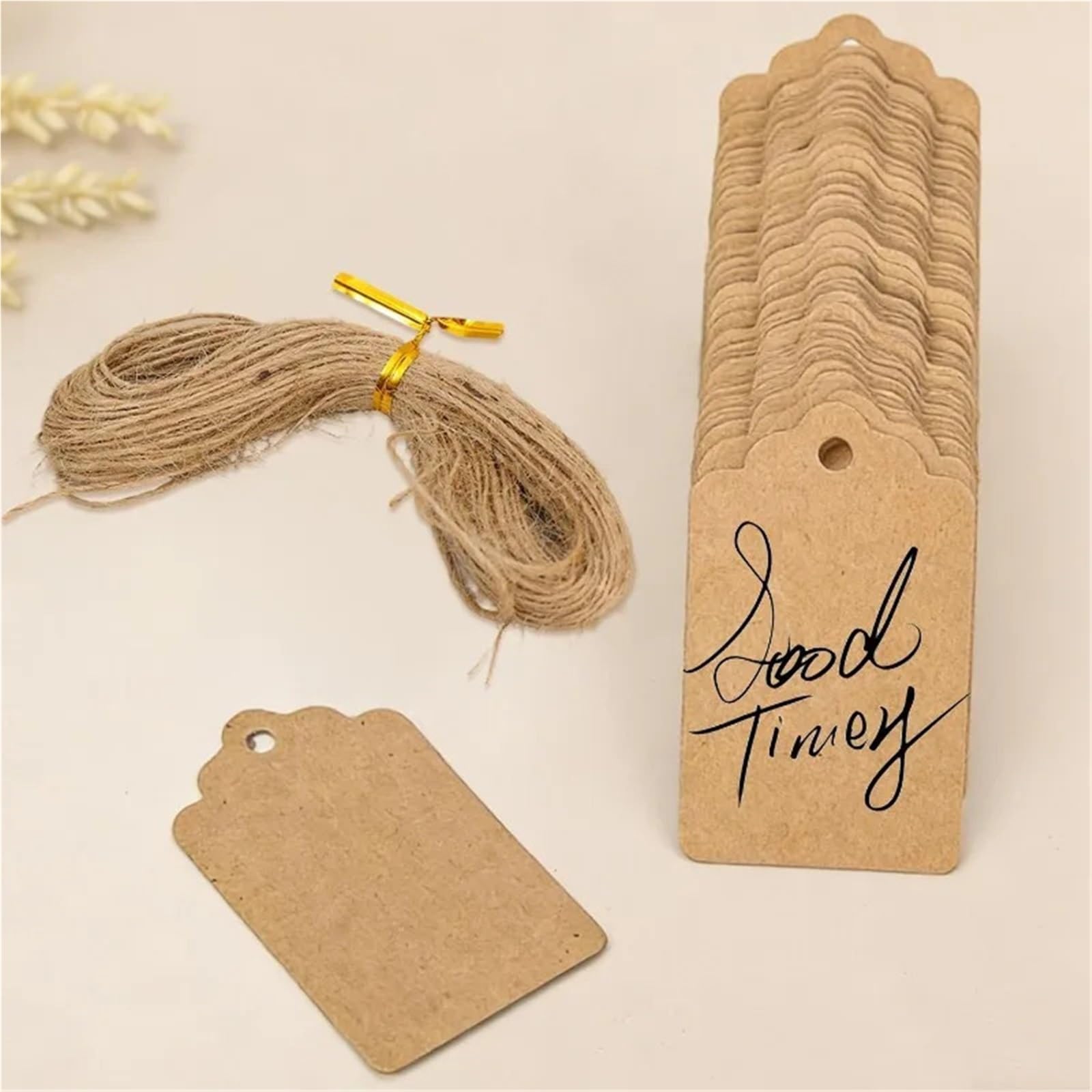 1000 etichette per prezzi con cordino, in carta kraft, con cordino, fronte/retro, cartellino del prezzo, per matrimoni, vacanze, Ringraziamento, imballaggi, decorazioni per abbigliamento, gioielli