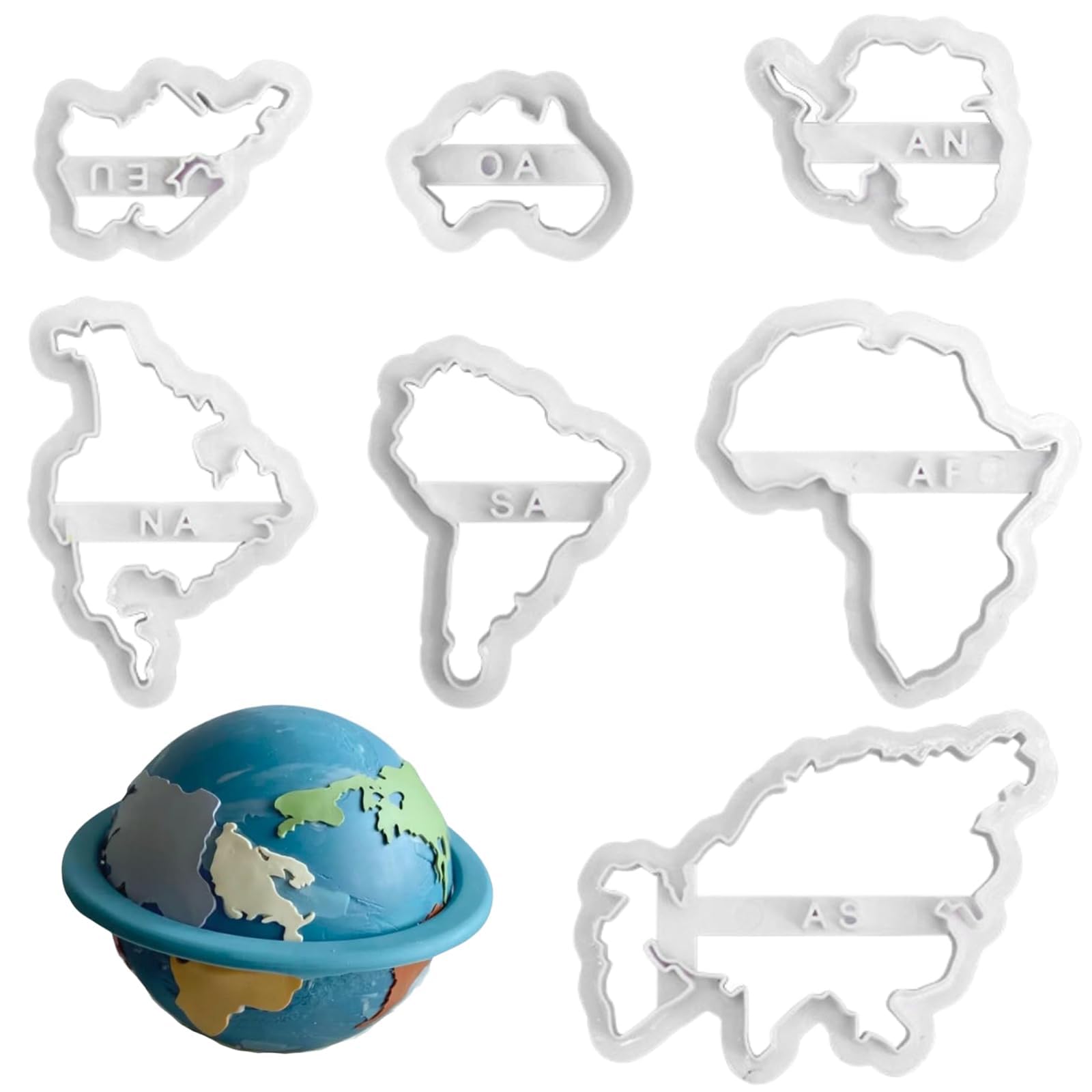 7pcs World Map Shape Cookie Cutters,Seven Continents Shape 3D Plastic Biscuit Mould, Cookie Cutters of World Map Shape,Fondant Cutters, Essential Pastry Baking Tools for Kitchen DIY Crafts